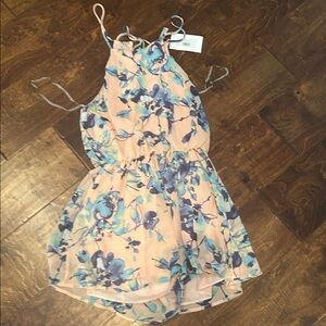 Floral Dress in Peach and Blue